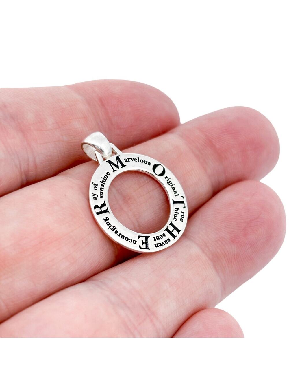 Vintage Sterling Silver 925 2.6cm "Mother" Circle Pendant